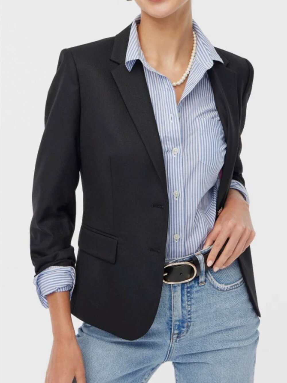 J. Crew Cotton Stretch Blazer in Black 0 TALL